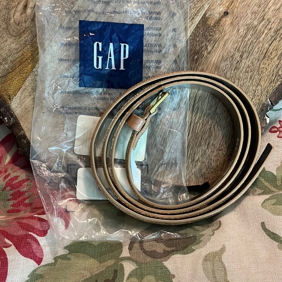 Vtg GAP Size XXL Glitter Metallic Gold Disco Belt Gold Closure SKINNY BELT NEW - Picture 2 of 16